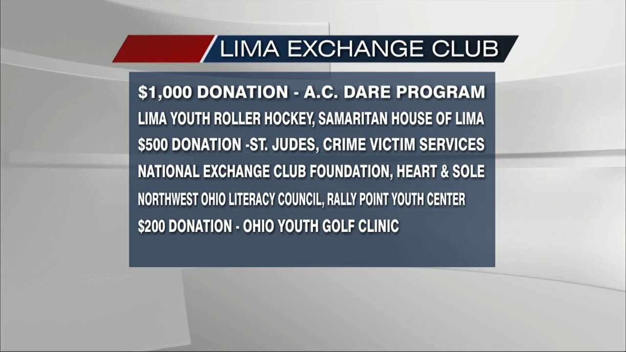 Lima Exchange Club makes a donation to 10 area programs